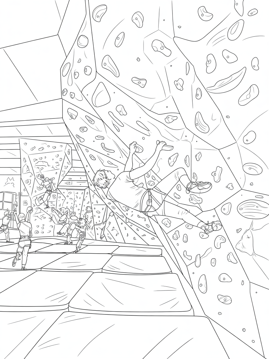 Indoor bouldering - Free Coloring Page