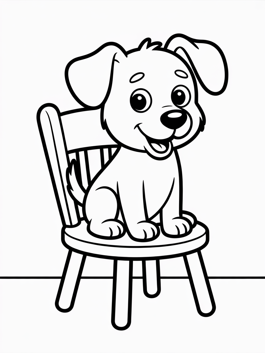Dog on chair - Free Coloring Page
