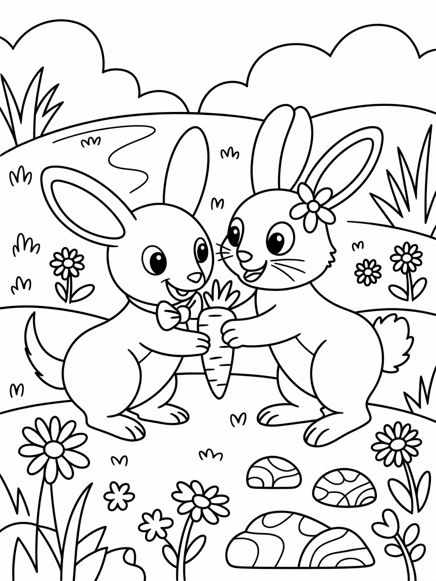 bilby and rabbit - Free Coloring Page