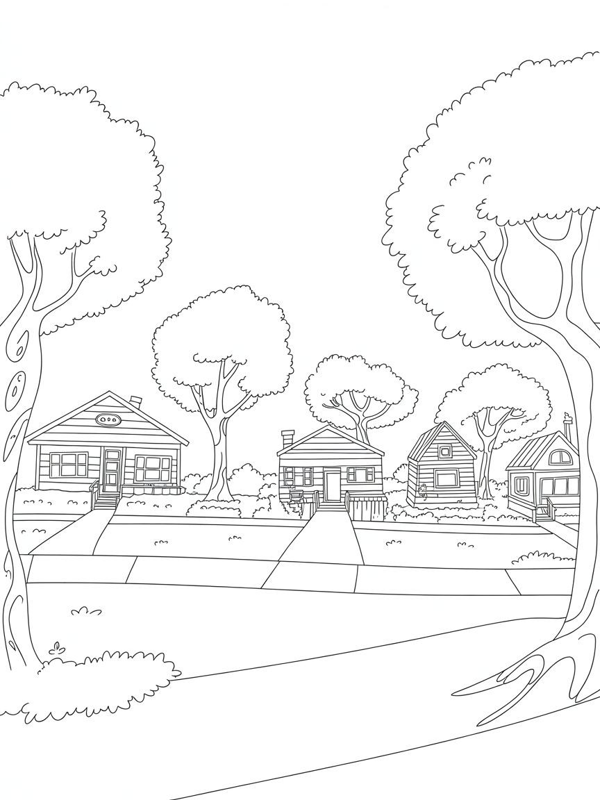 Bluey's neighborhood - Free Coloring Page
