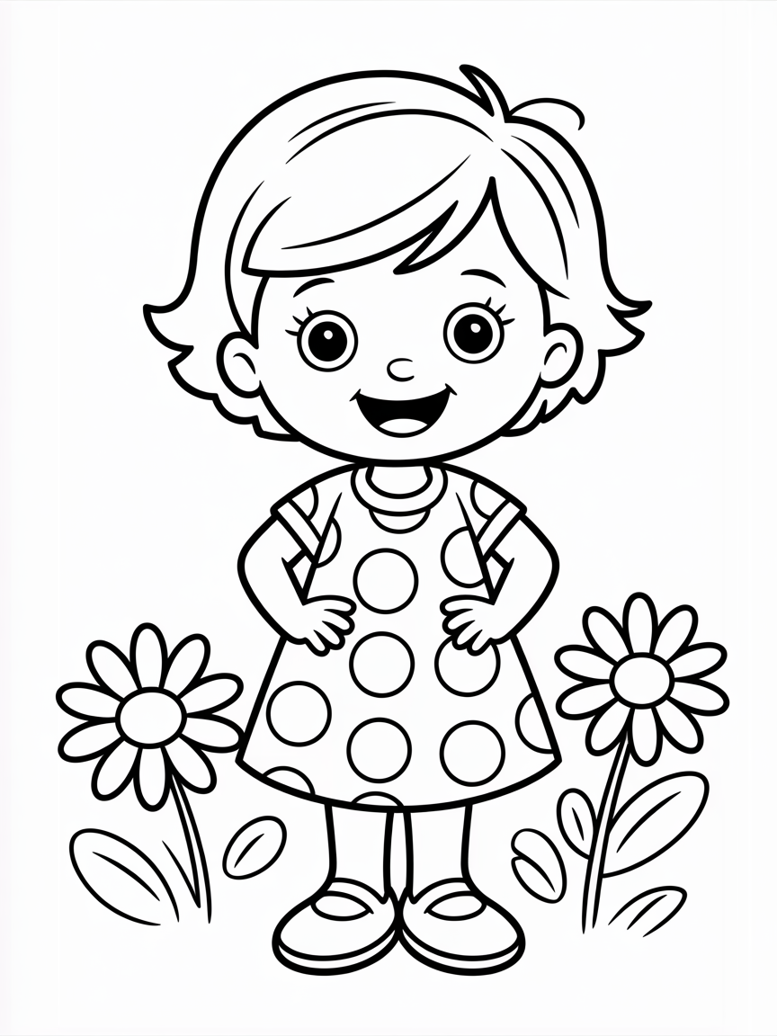 Tall thin girl with short brown pixie cut - Free Coloring Page
