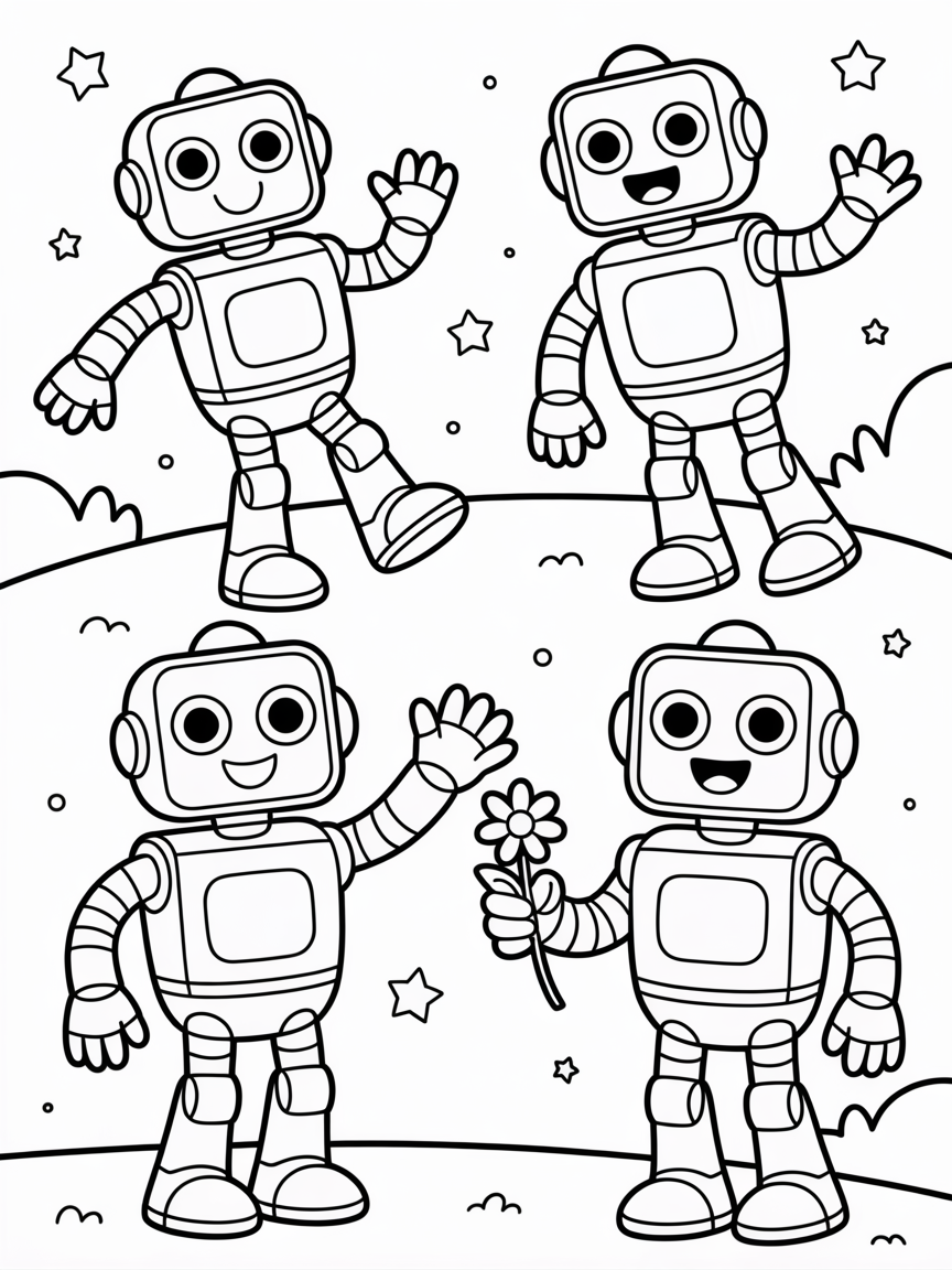 Robots - Free Coloring Page