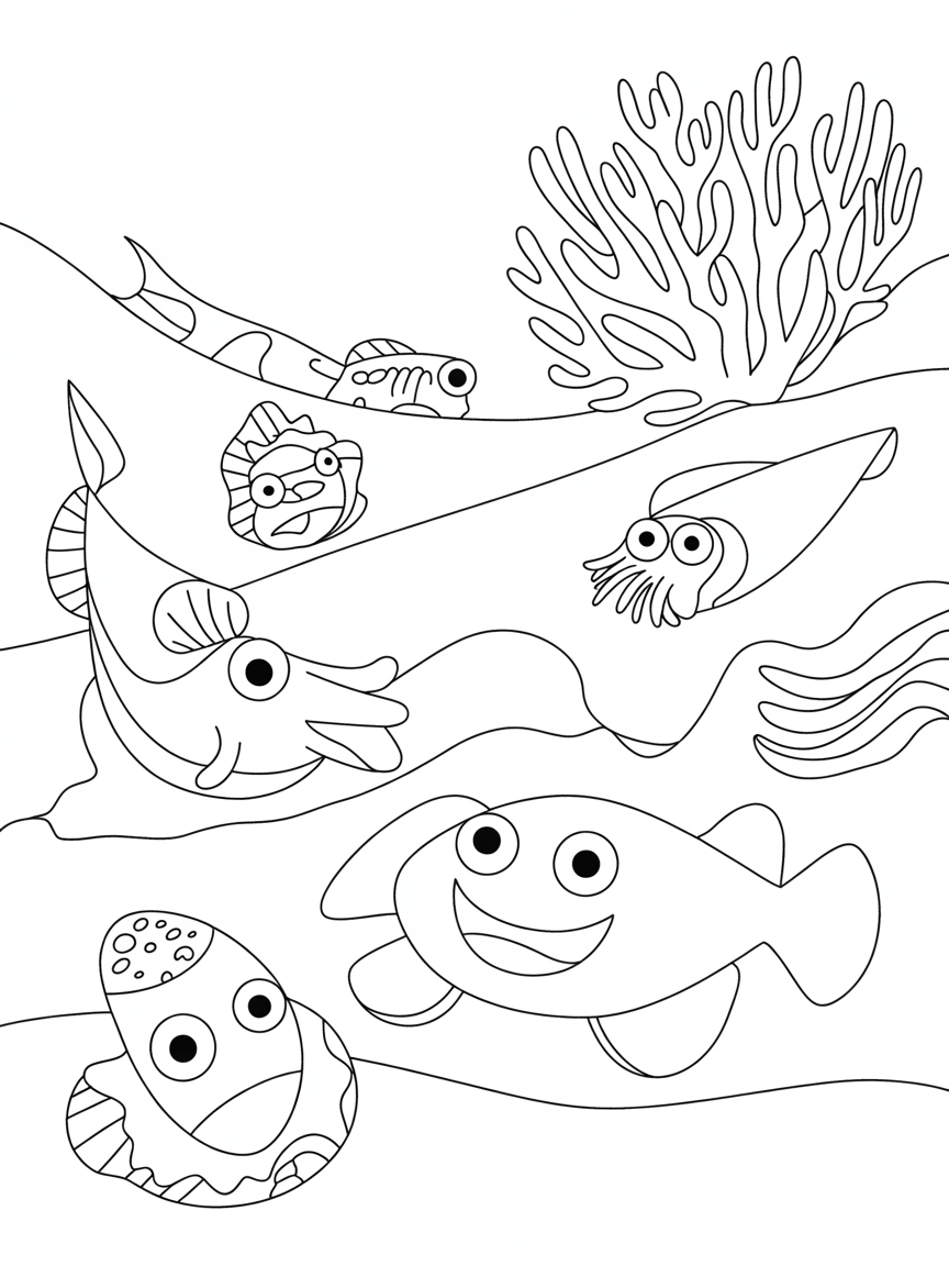 Mariana trench marine life - Free Coloring Page