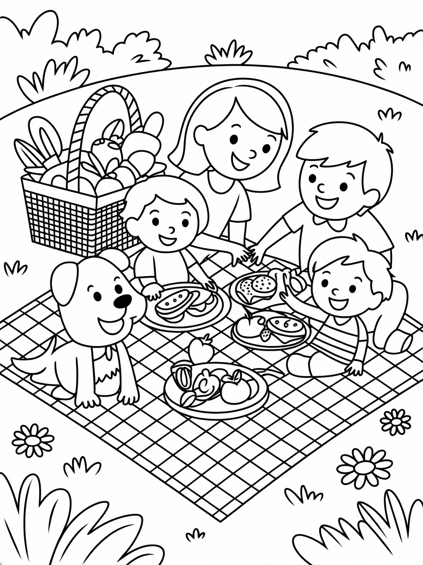 Elegant picnic - Free Coloring Page