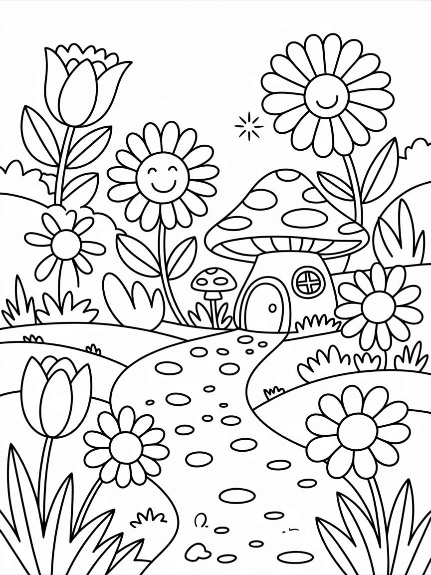 Magic garden - Free Coloring Page