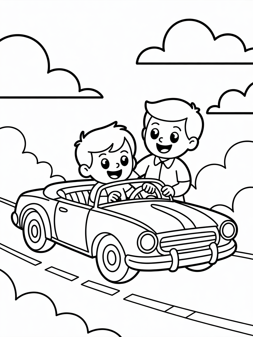 Driving lesson - Free Coloring Page