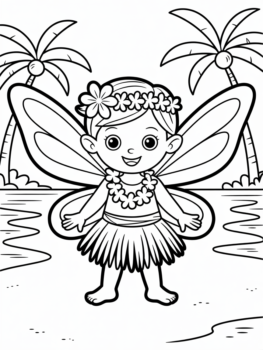 Hawaii fairy - Free Coloring Page