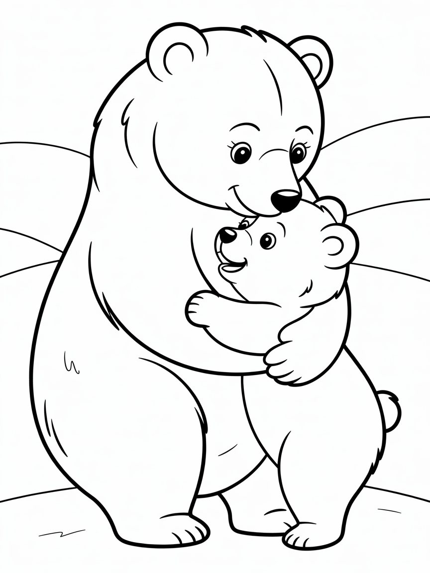 Baby and mommy - Free Coloring Page