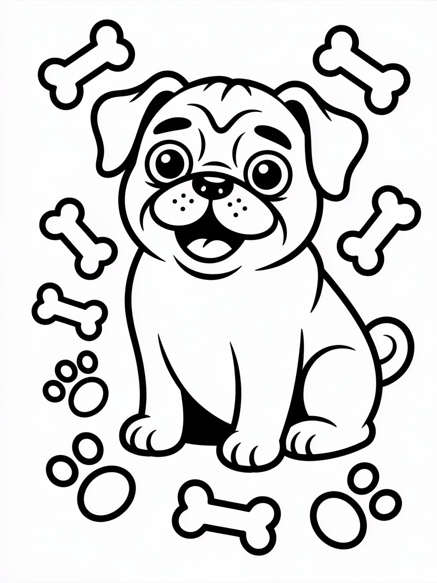 Pug - Free Coloring Page