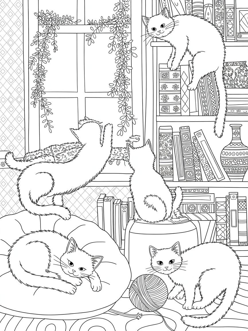 Cats being cute - Free Coloring Page