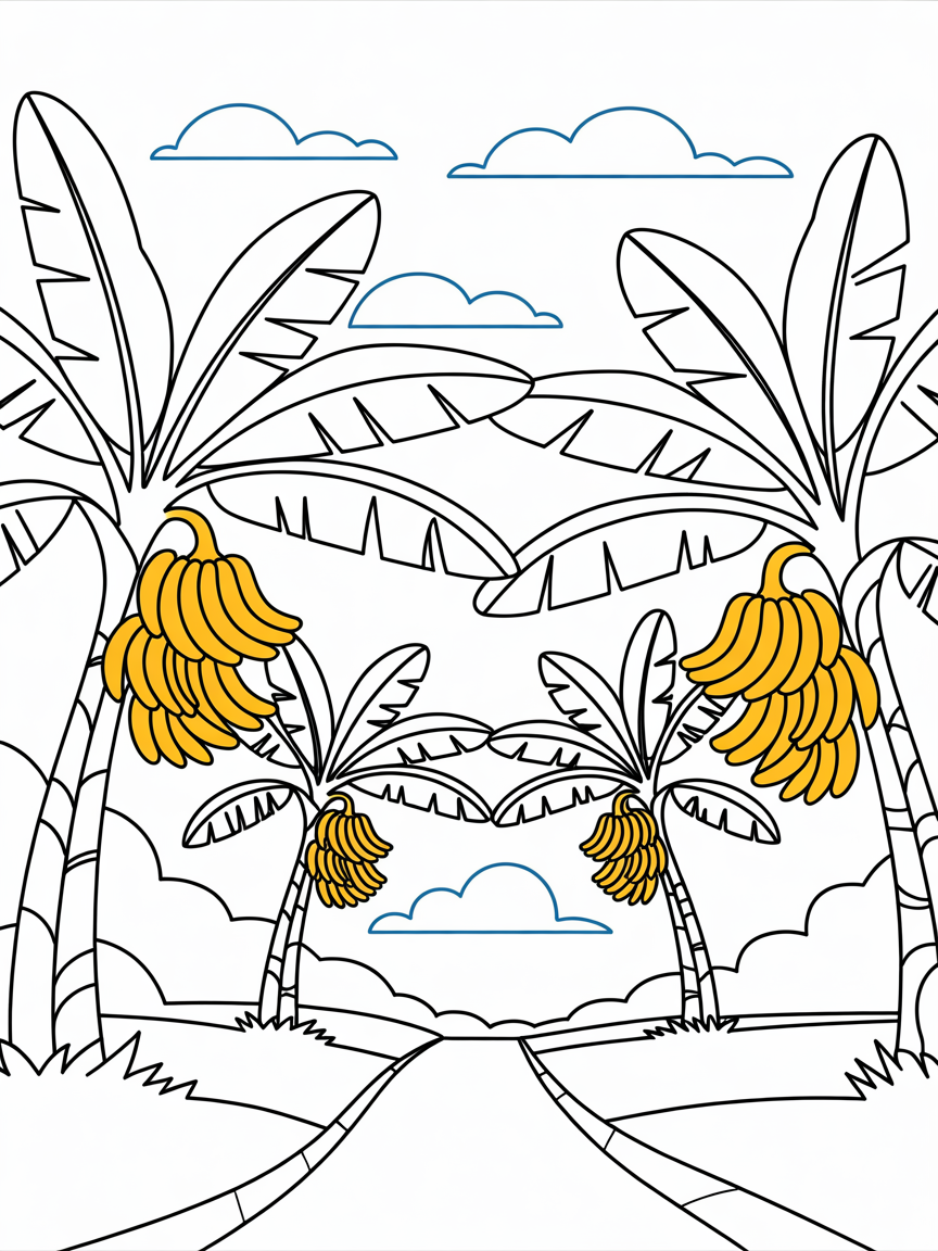 Banana trees - Free Coloring Page