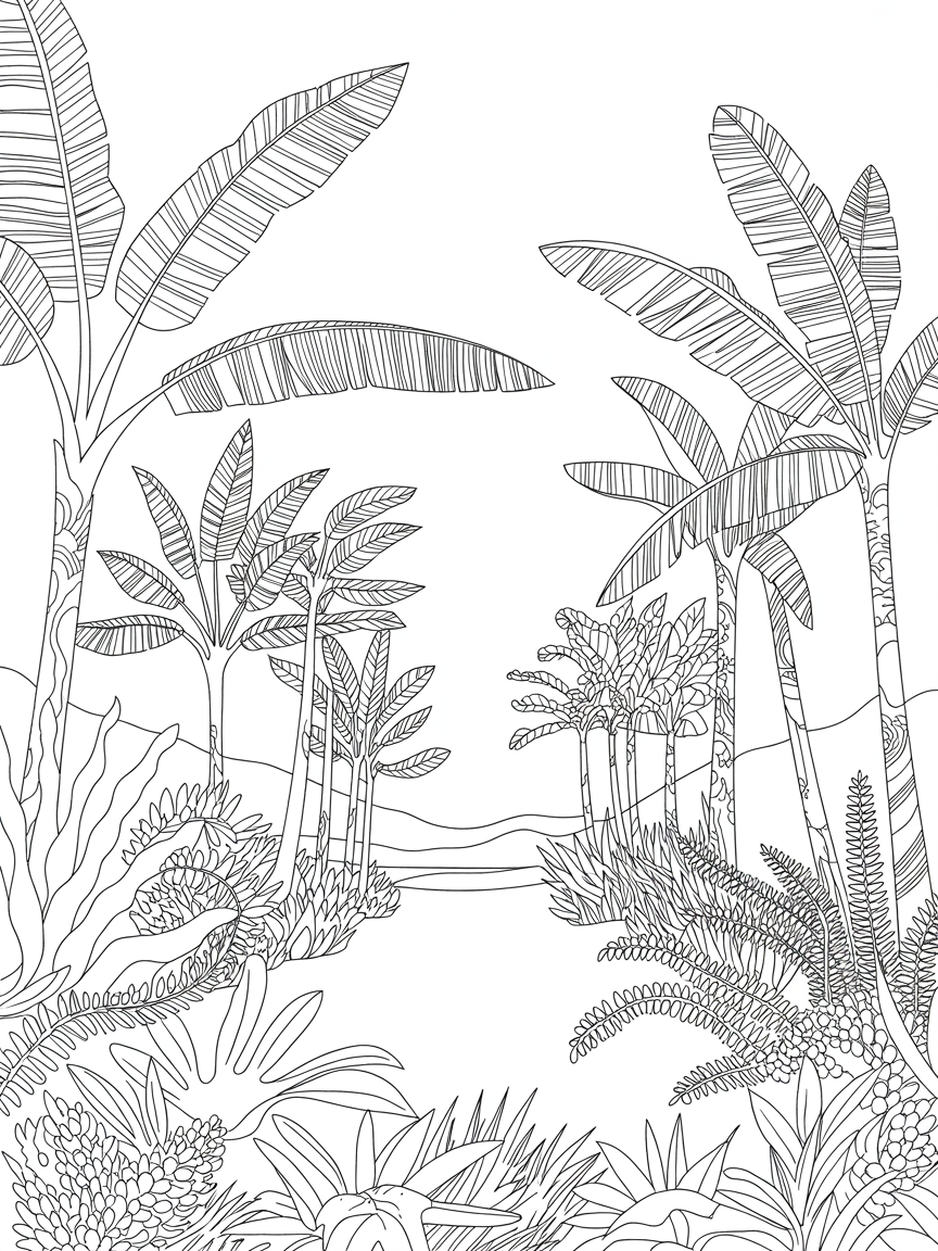 Banana trees - Free Coloring Page