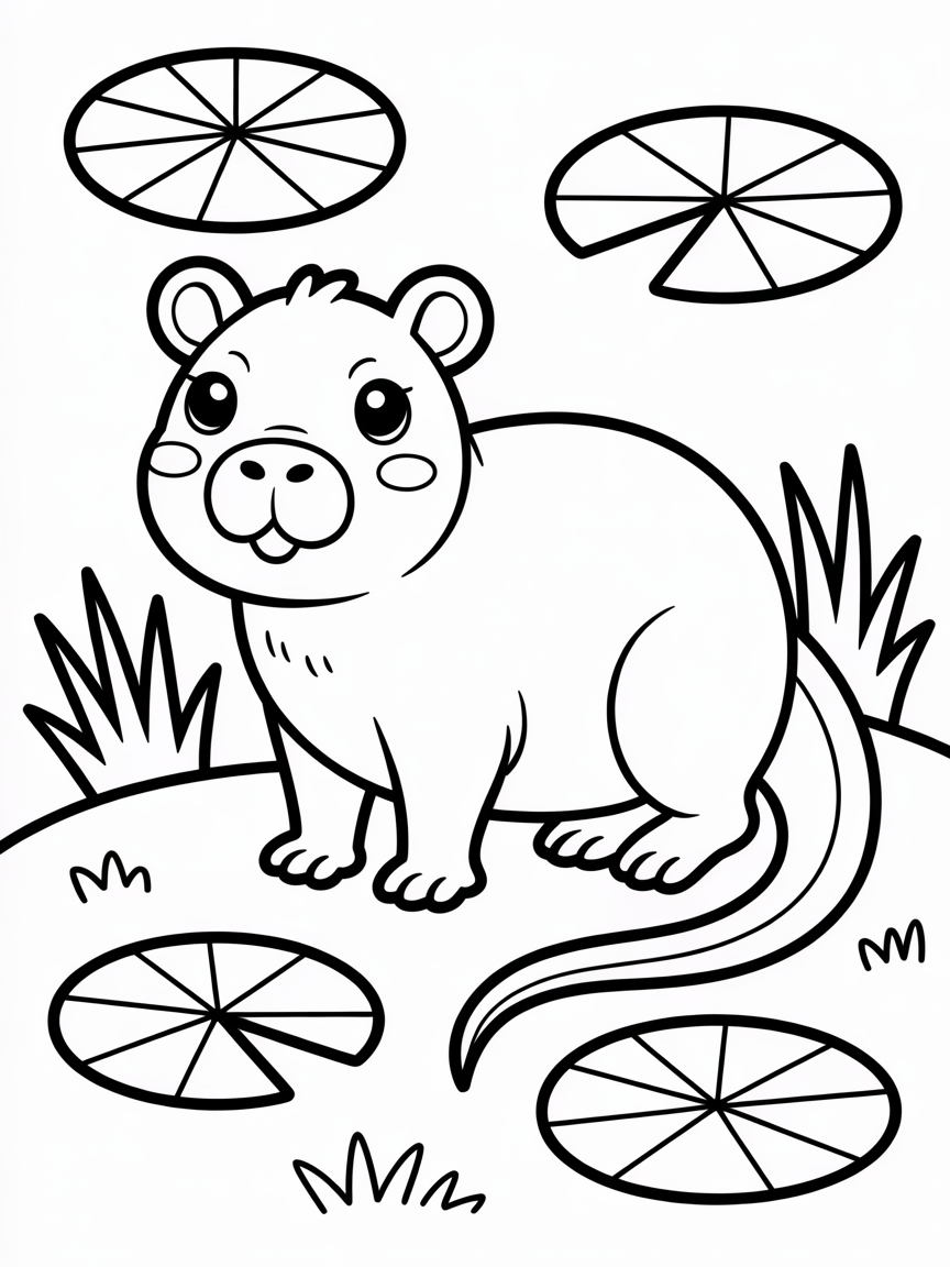 Kawaii capybara lizard hybrid - Free Coloring Page