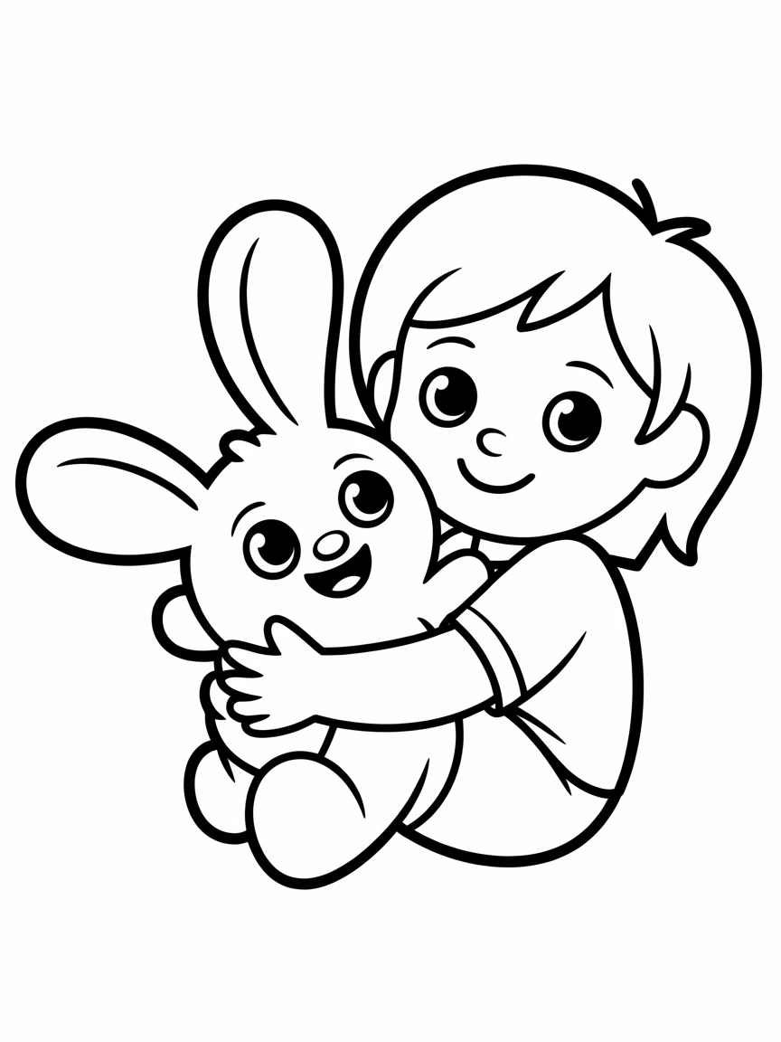 A girl and a labubu - Free Coloring Page
