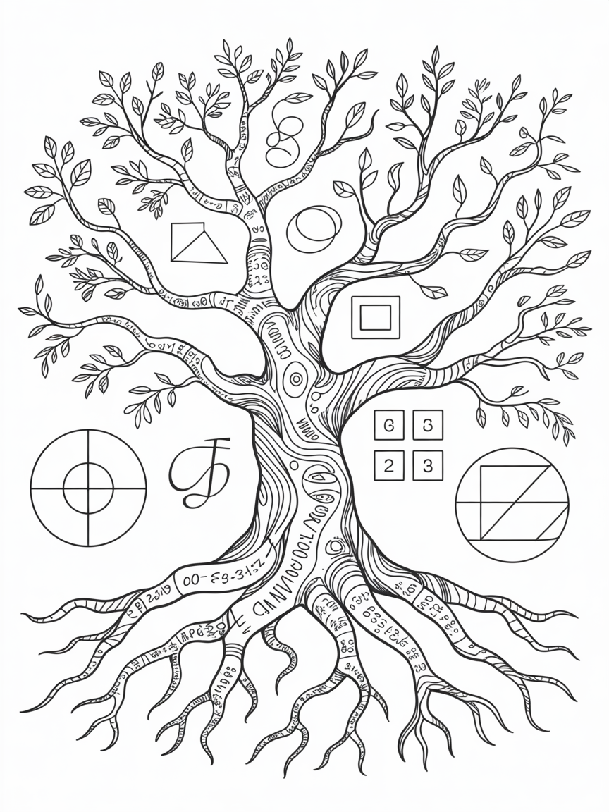 Maths and trees - Free Coloring Page