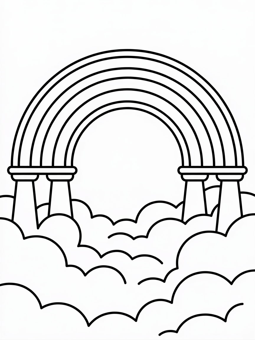 Rainbow bridge - Free Coloring Page
