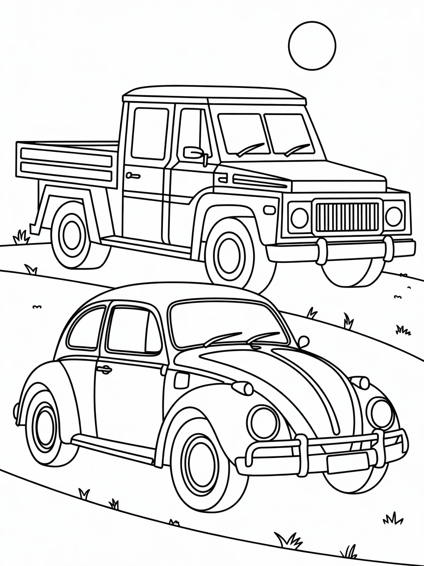 A ute A Volkswagen car - Free Coloring Page