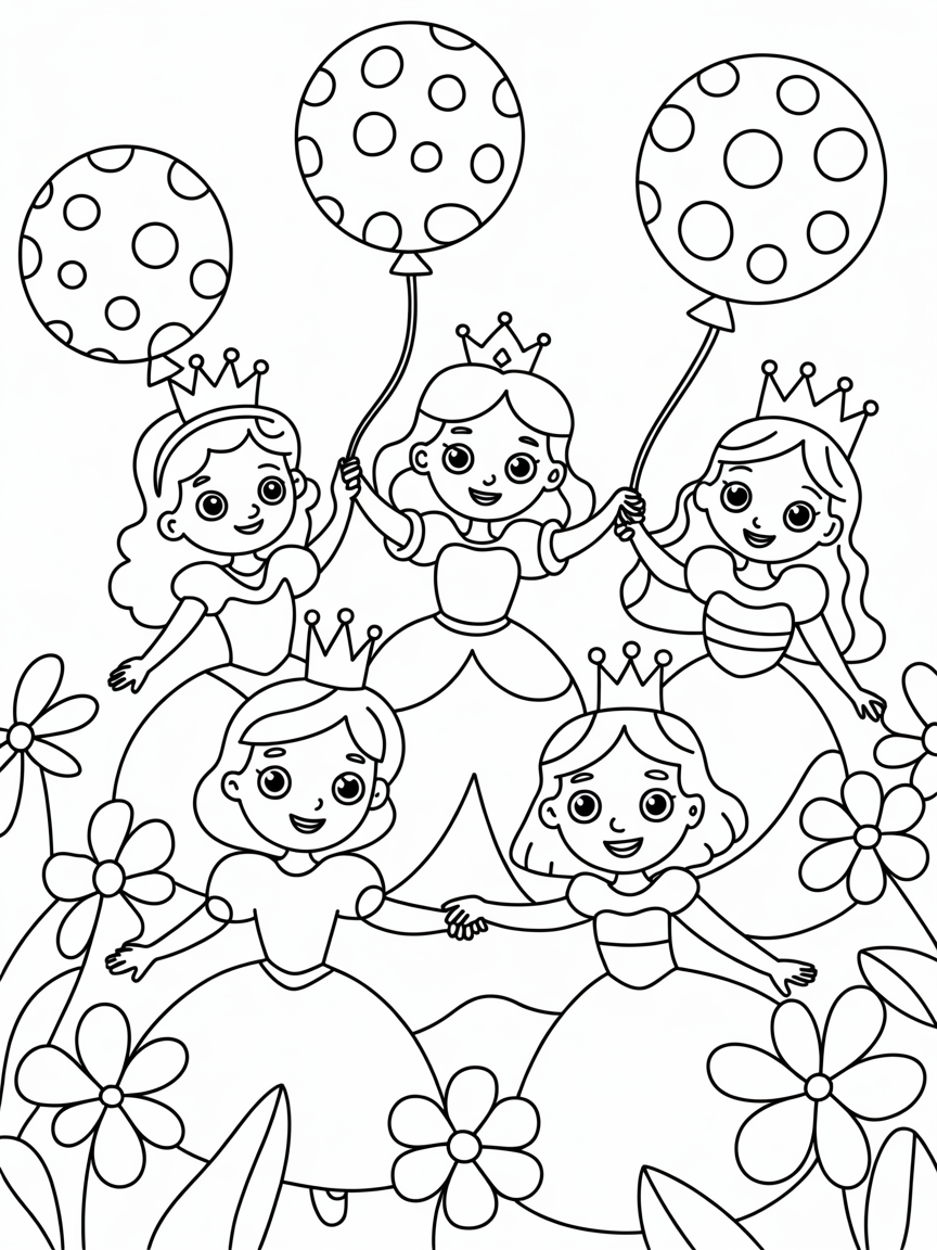 Princesses - Free Coloring Page