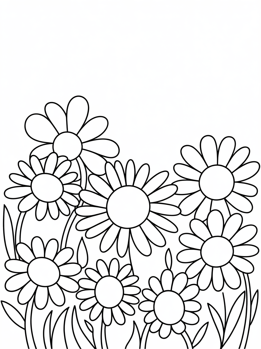 Wild flowers - Free Coloring Page