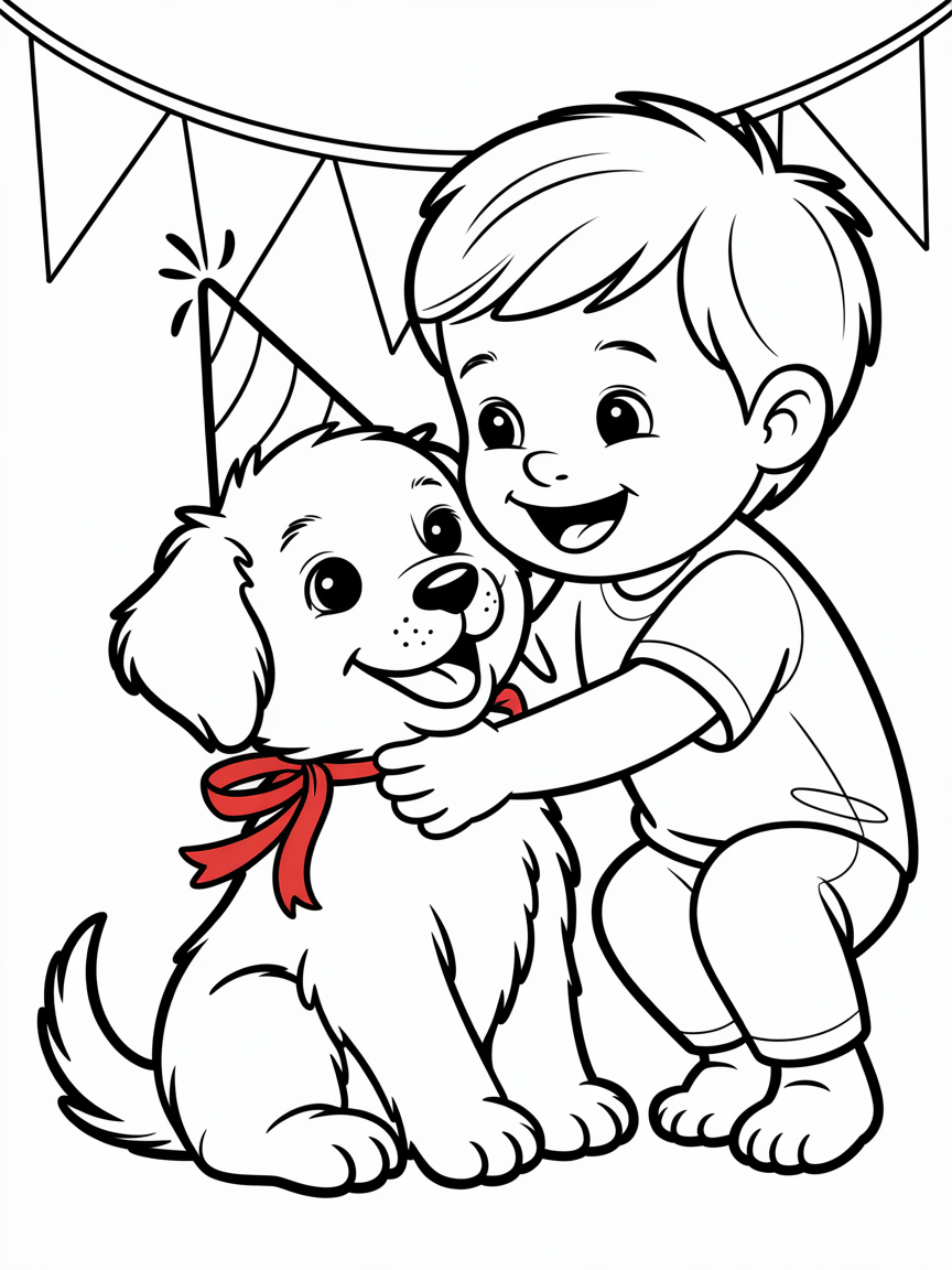 You have a lovely dog for your birthday - Free Coloring Page
