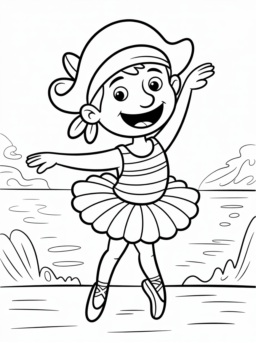 pirate at ballet - Free Coloring Page