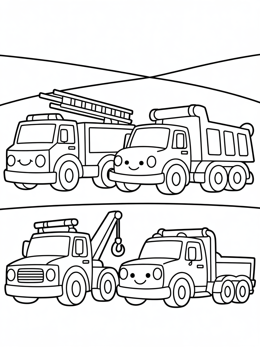 trucks - Free Coloring Page