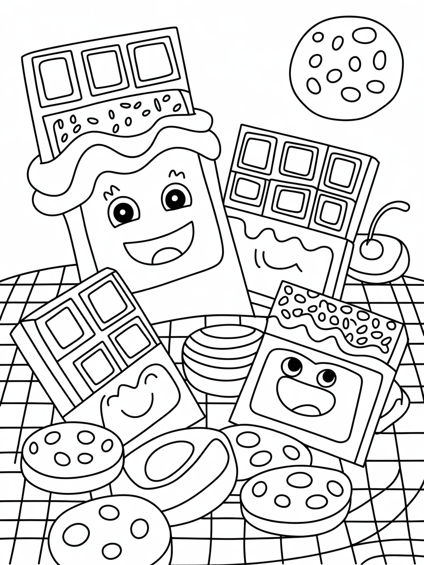 Chocolate party - Free Coloring Page