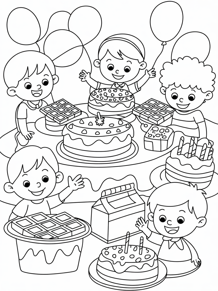 Chocolate party - Free Coloring Page