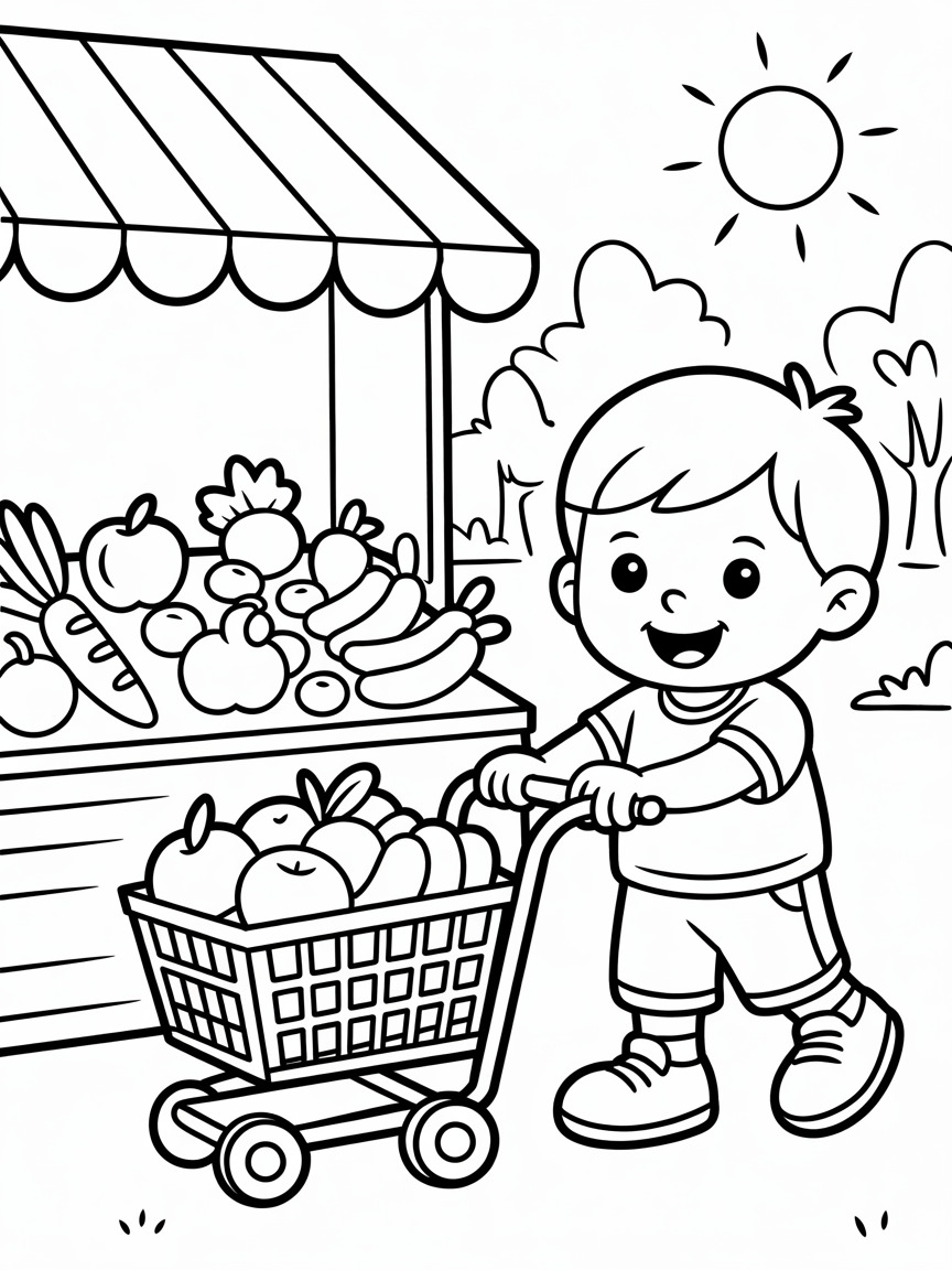 Shopping - Free Coloring Page