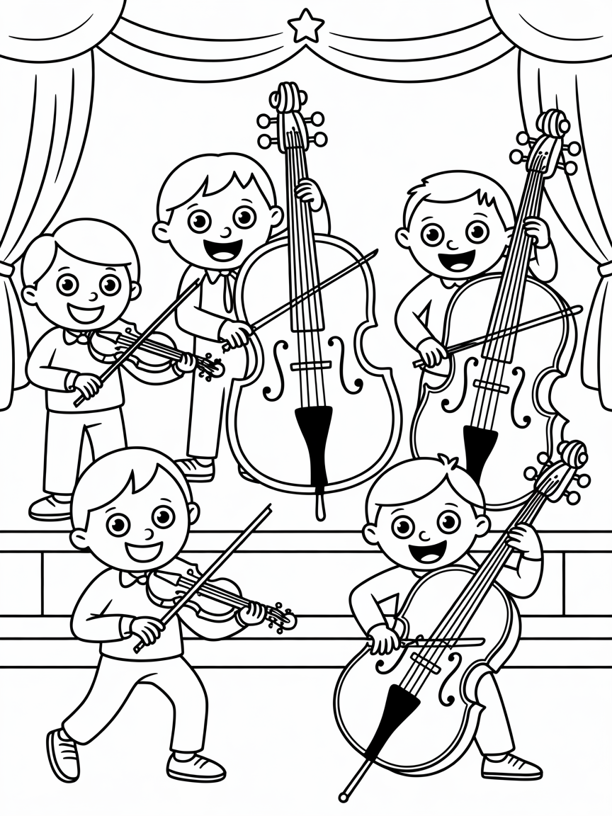 String orchestra - Free Coloring Page