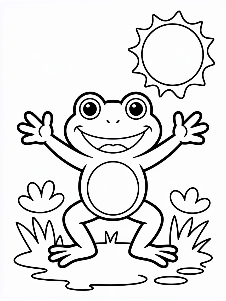 Frog stretching arms out - Free Coloring Page