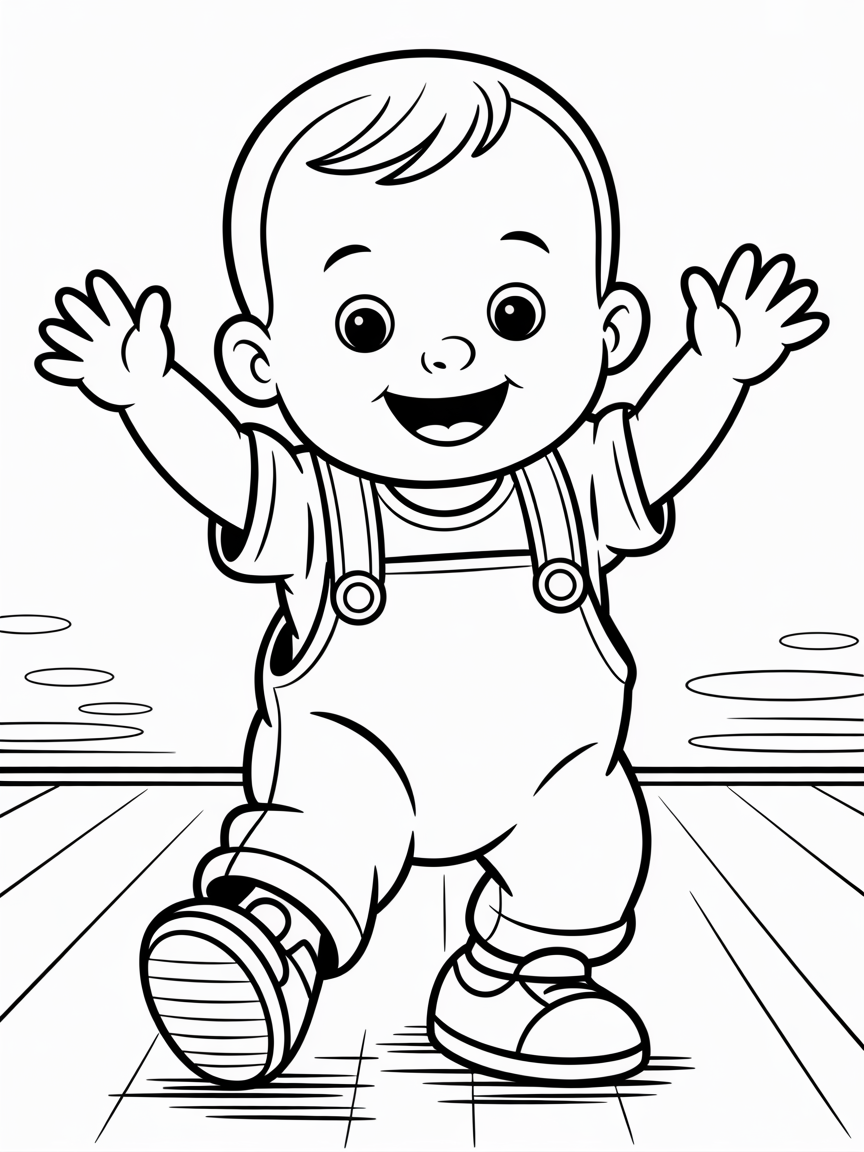 Dancing baby - Free Coloring Page