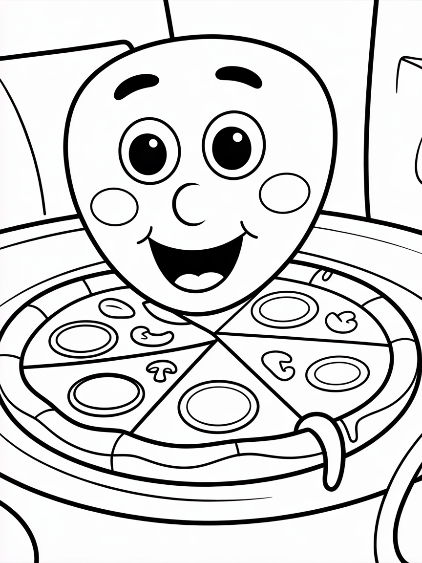 make a pizza that has a face - Free Coloring Page