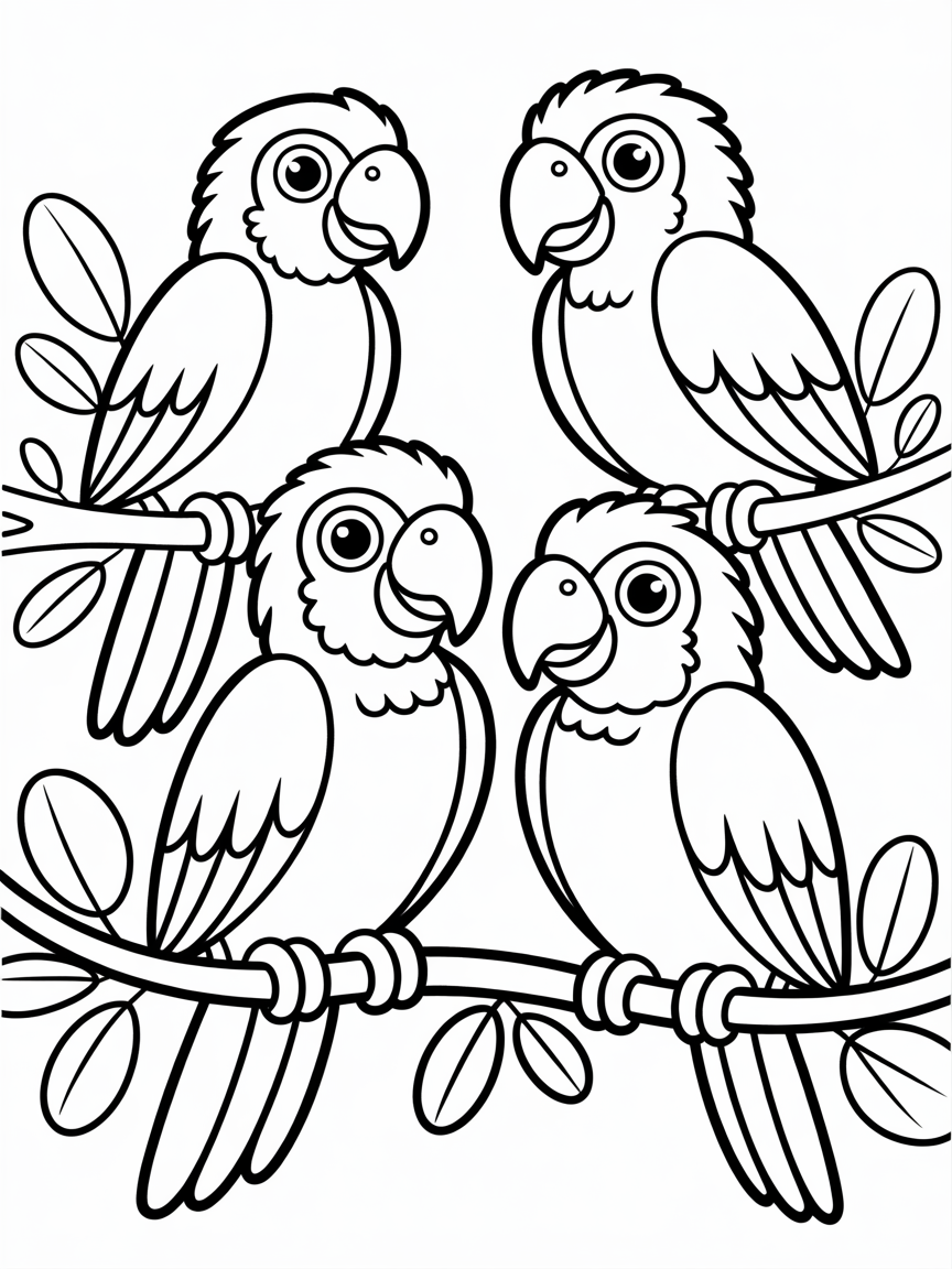 Parrot cartoons - Free Coloring Page