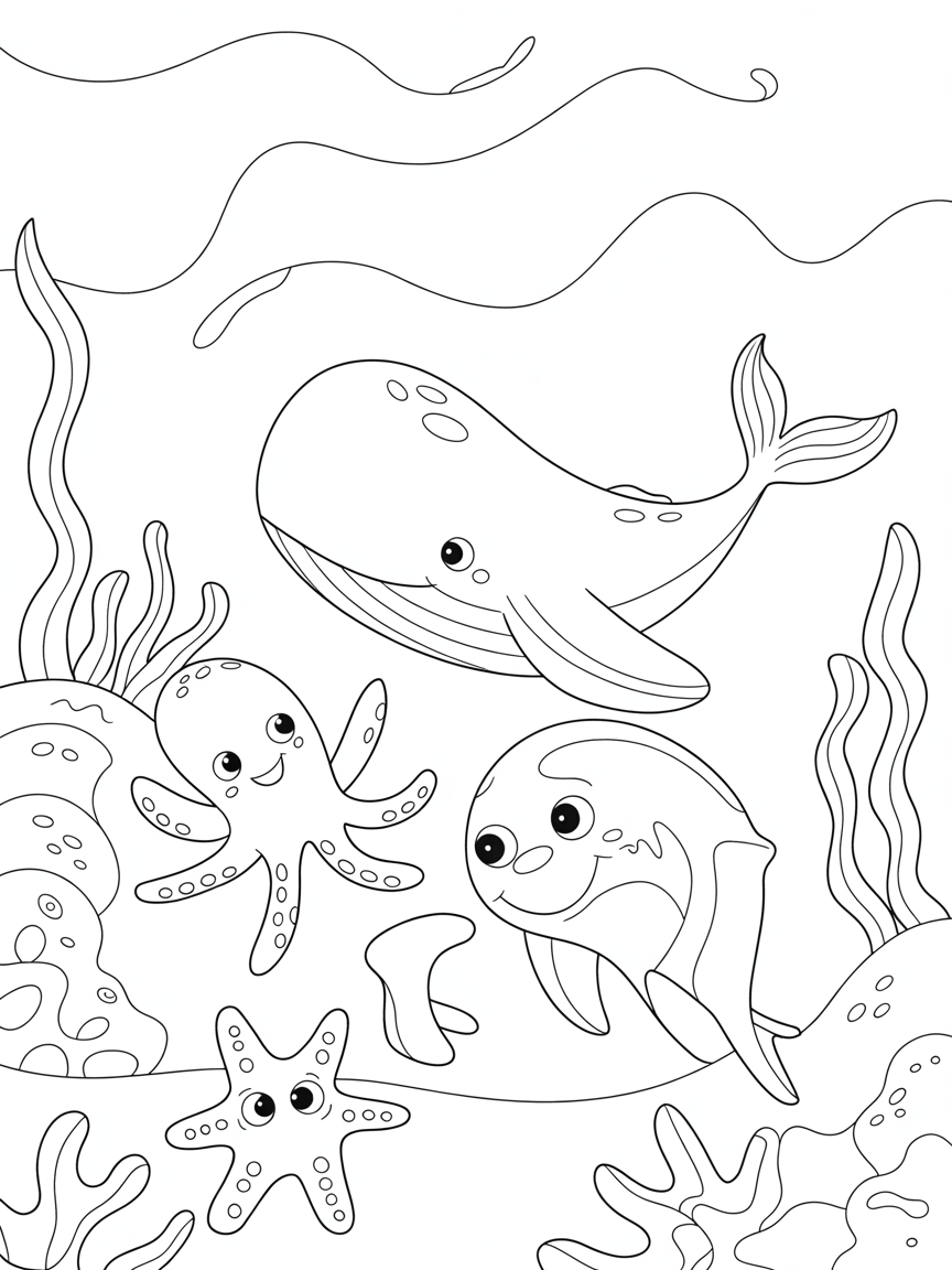 Water world - Free Coloring Page