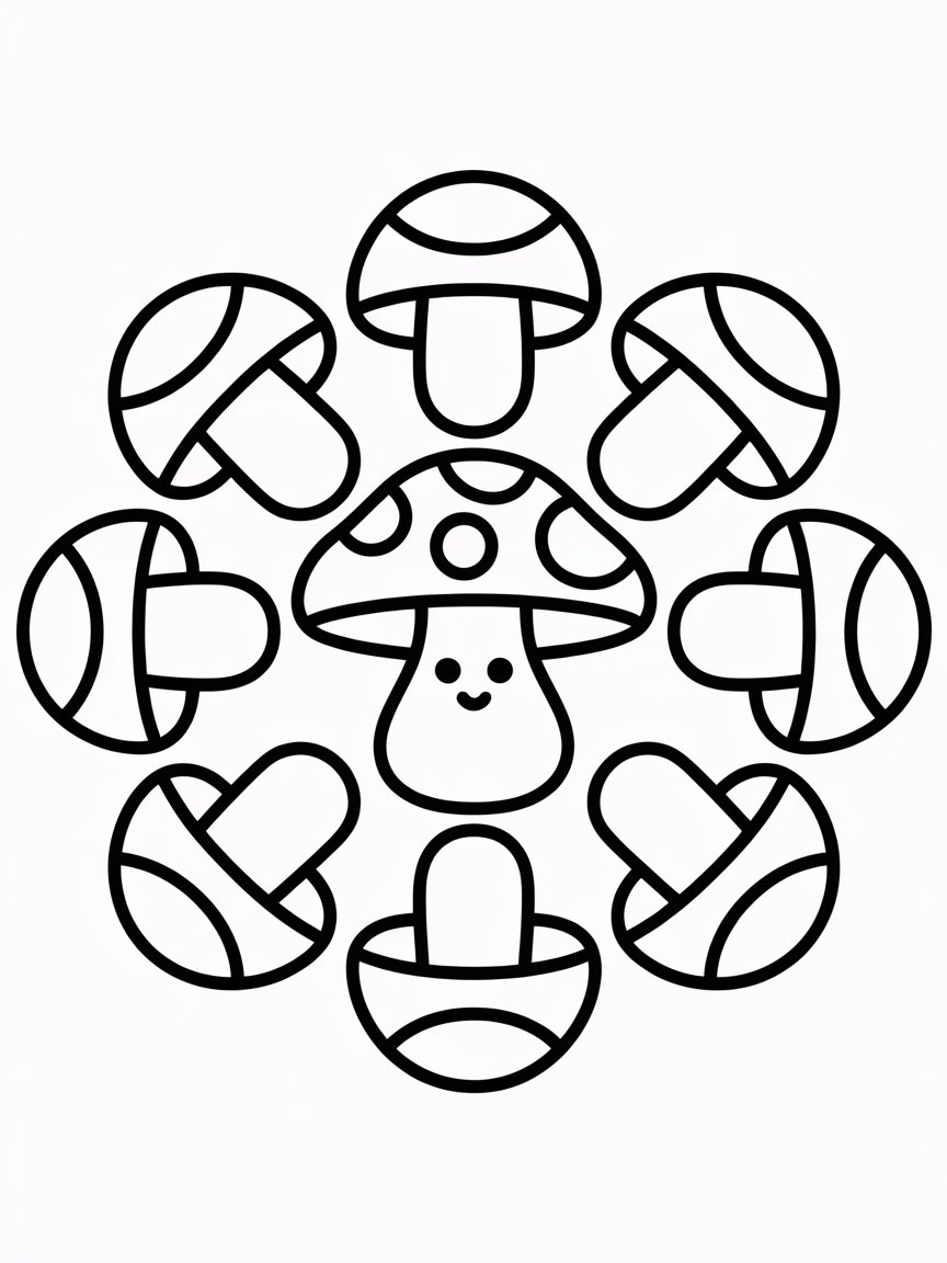 Mushroom mandala - Free Coloring Page