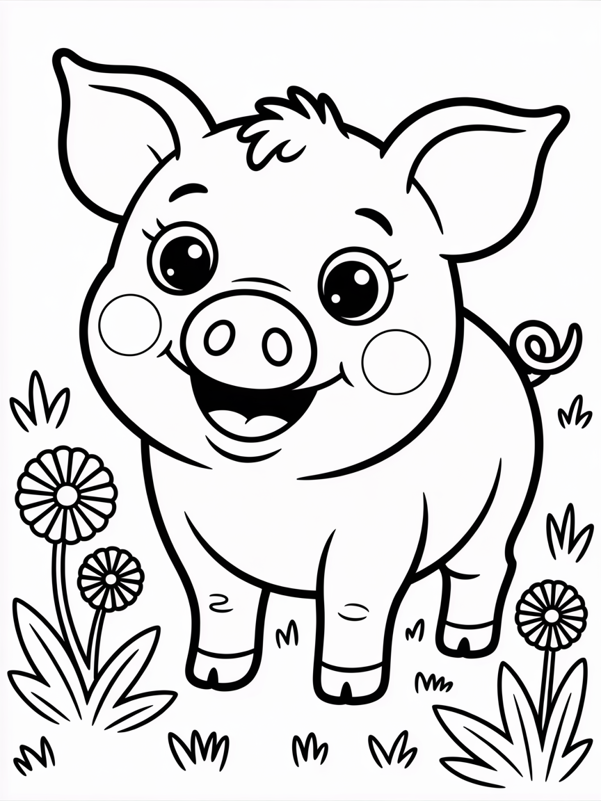 Happy pink - Free Coloring Page
