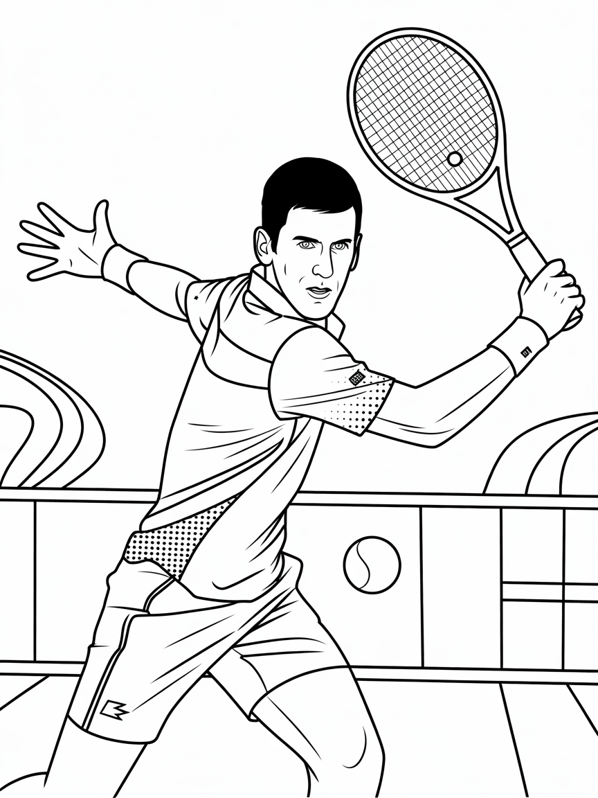 Novak djokovic - Free Coloring Page