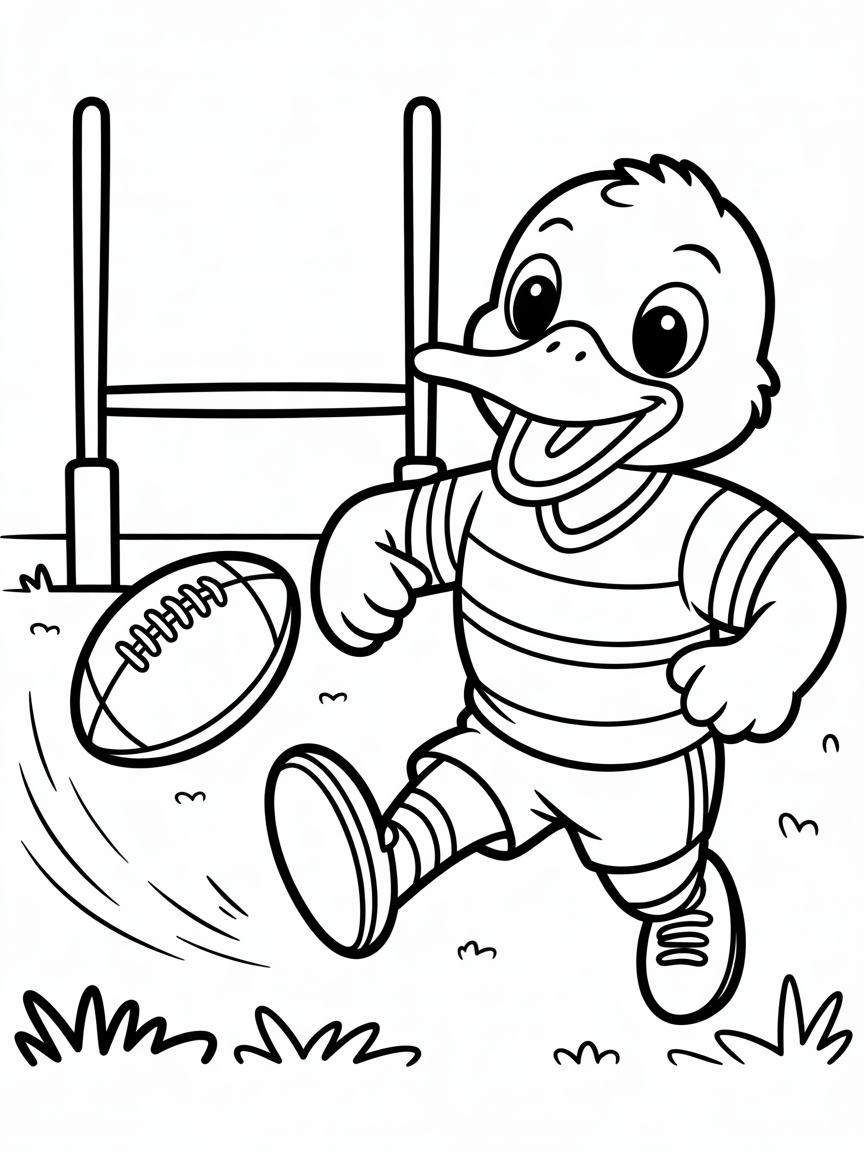 Rugby league playing duck - Free Coloring Page
