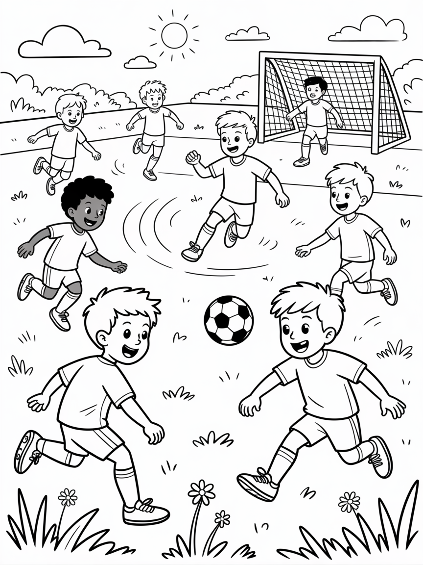 Soccer - Free Coloring Page
