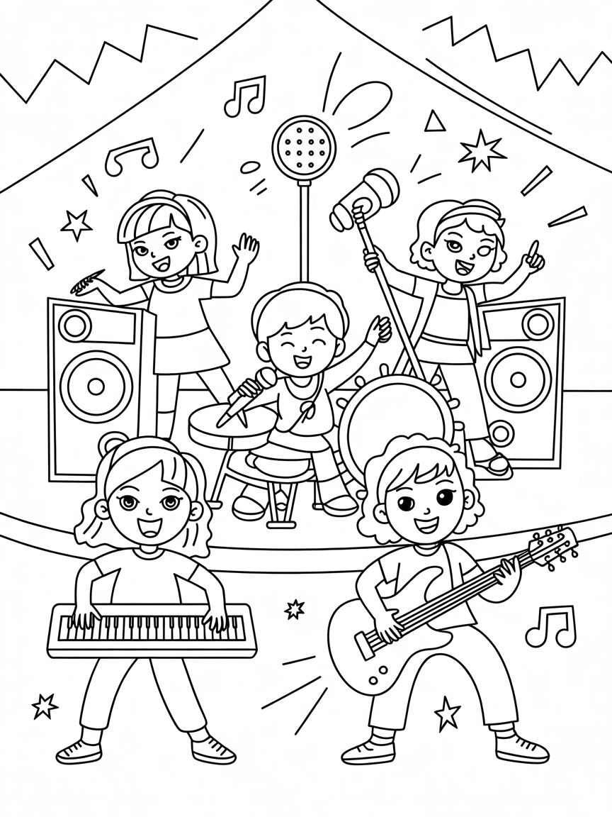 Cool girl hip hop band - Free Coloring Page
