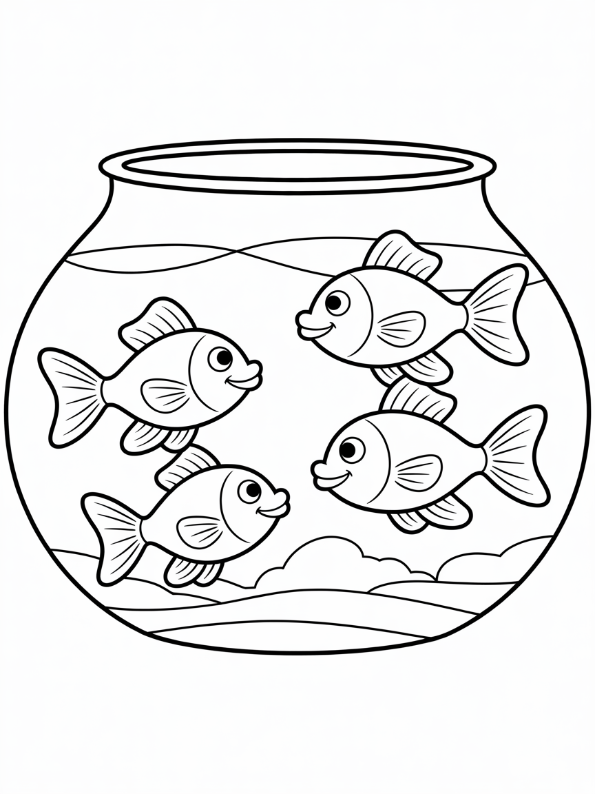 Fish in a tank - Free Coloring Page