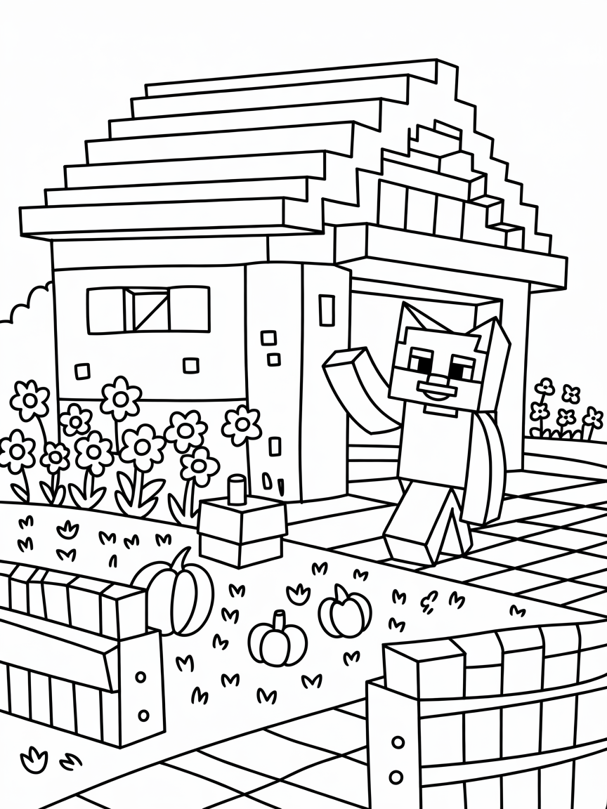Minecraft for girls - Free Coloring Page