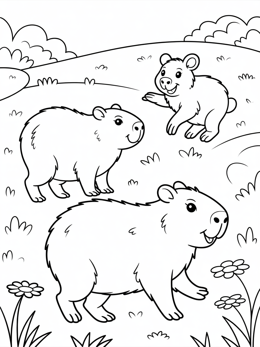 I love Capyberas and Ronalfo - Free Coloring Page