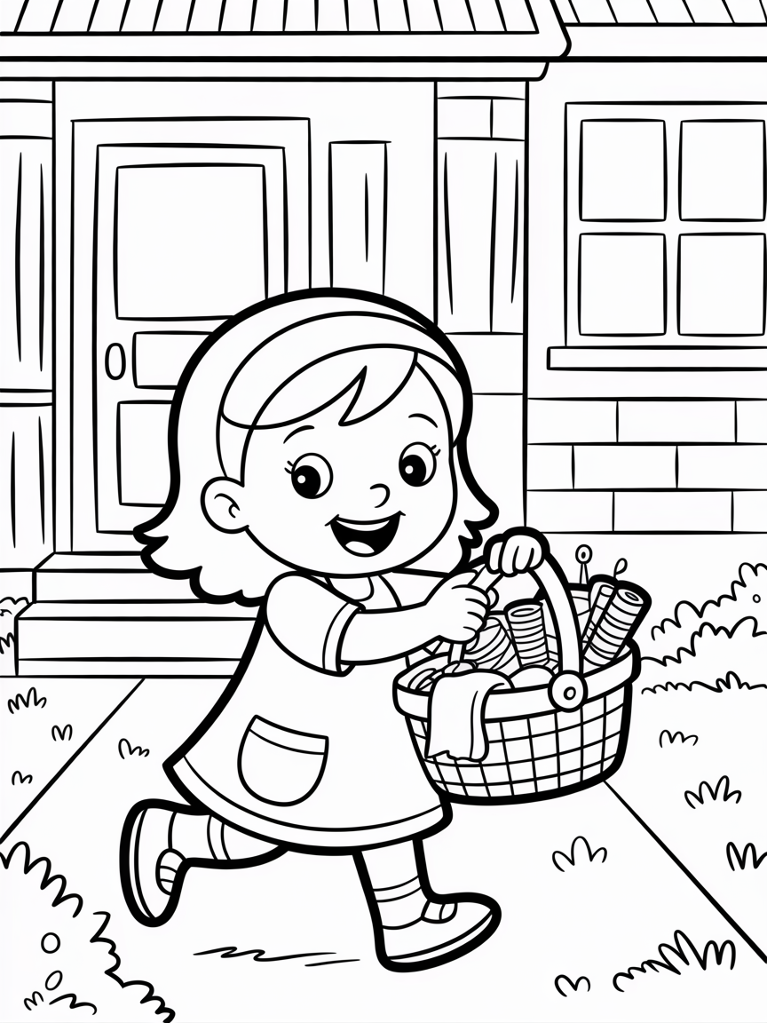 Ana is exiting about her day embroidery - Free Coloring Page