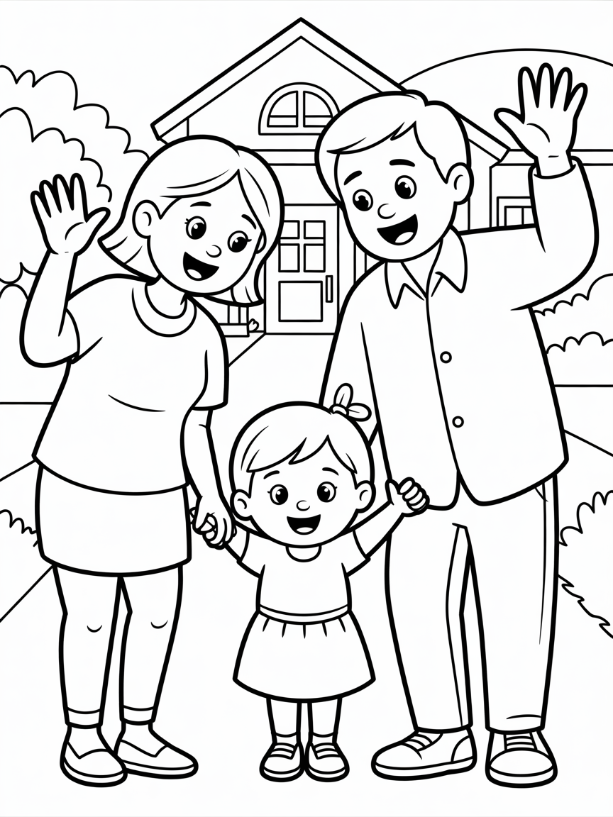 The parents leave Ana to grandparents - Free Coloring Page