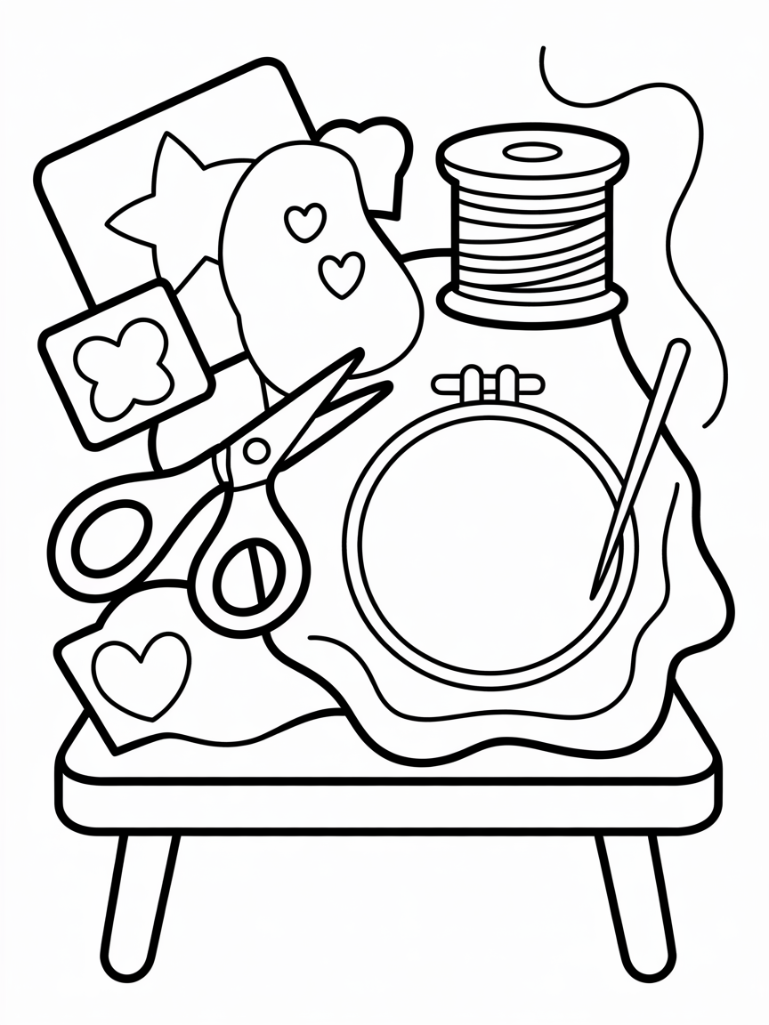 Inside is a embroidery kit - Free Coloring Page
