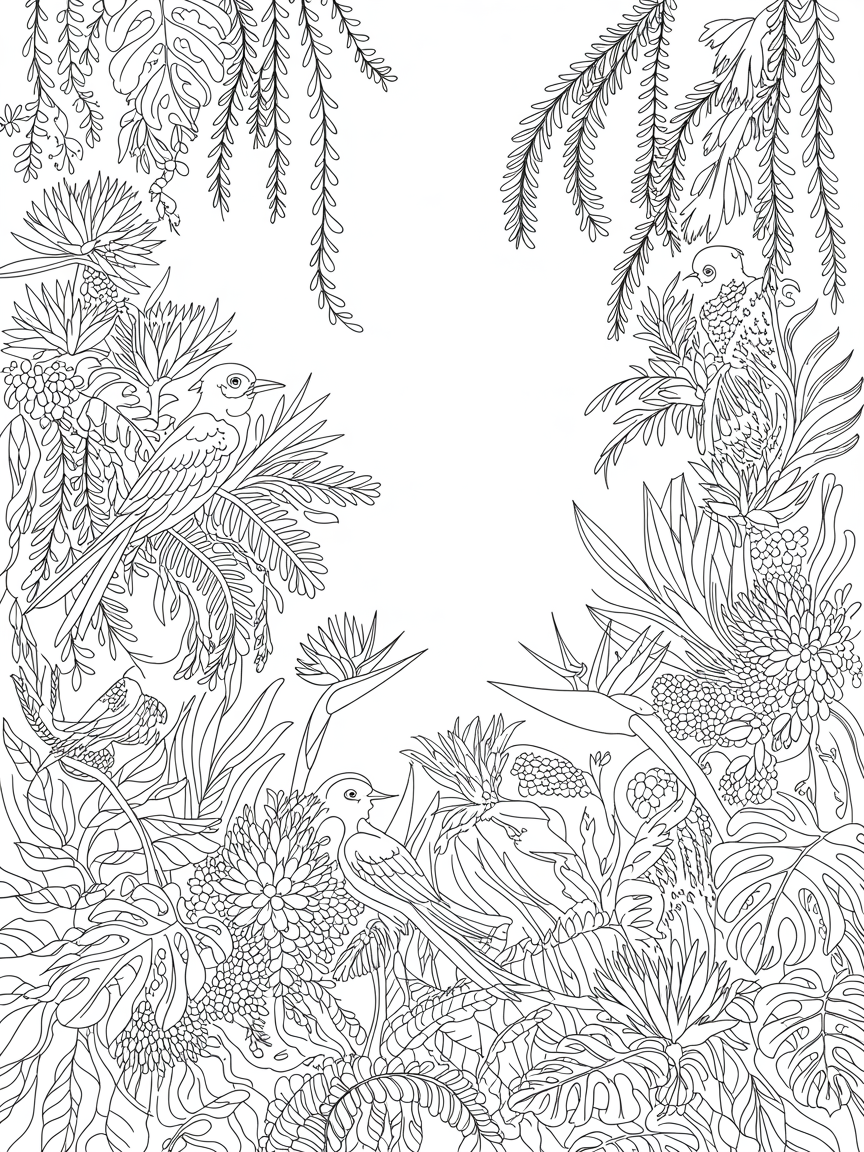 Birds of paradise - Free Coloring Page
