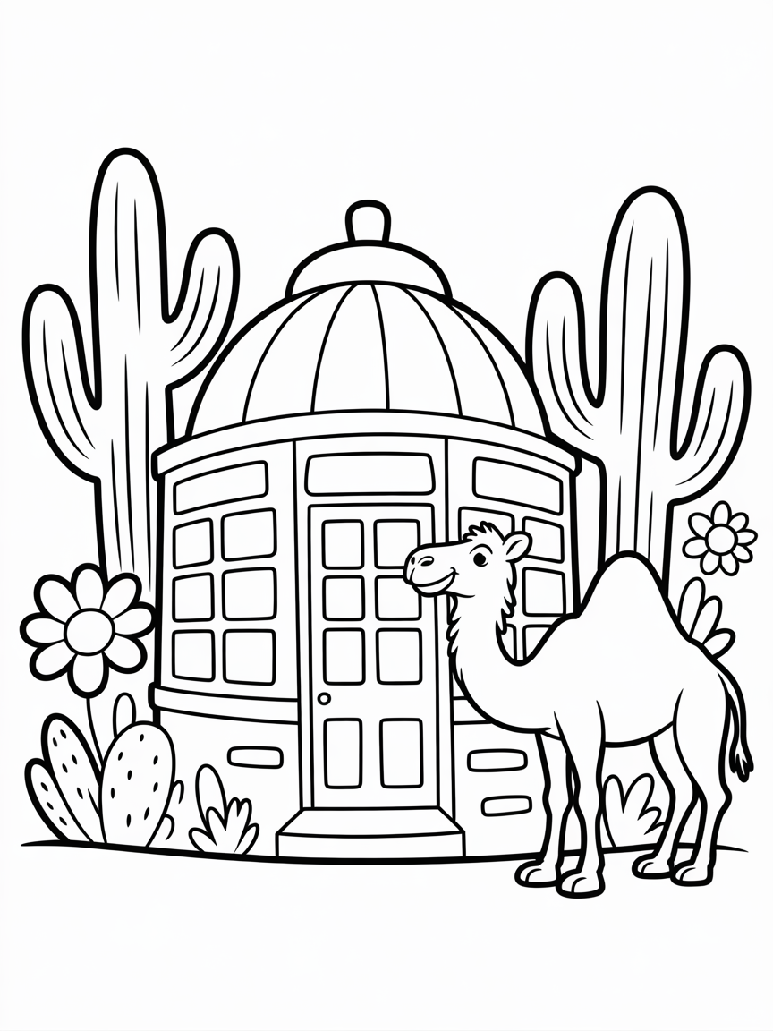 A desert shop - Free Coloring Page
