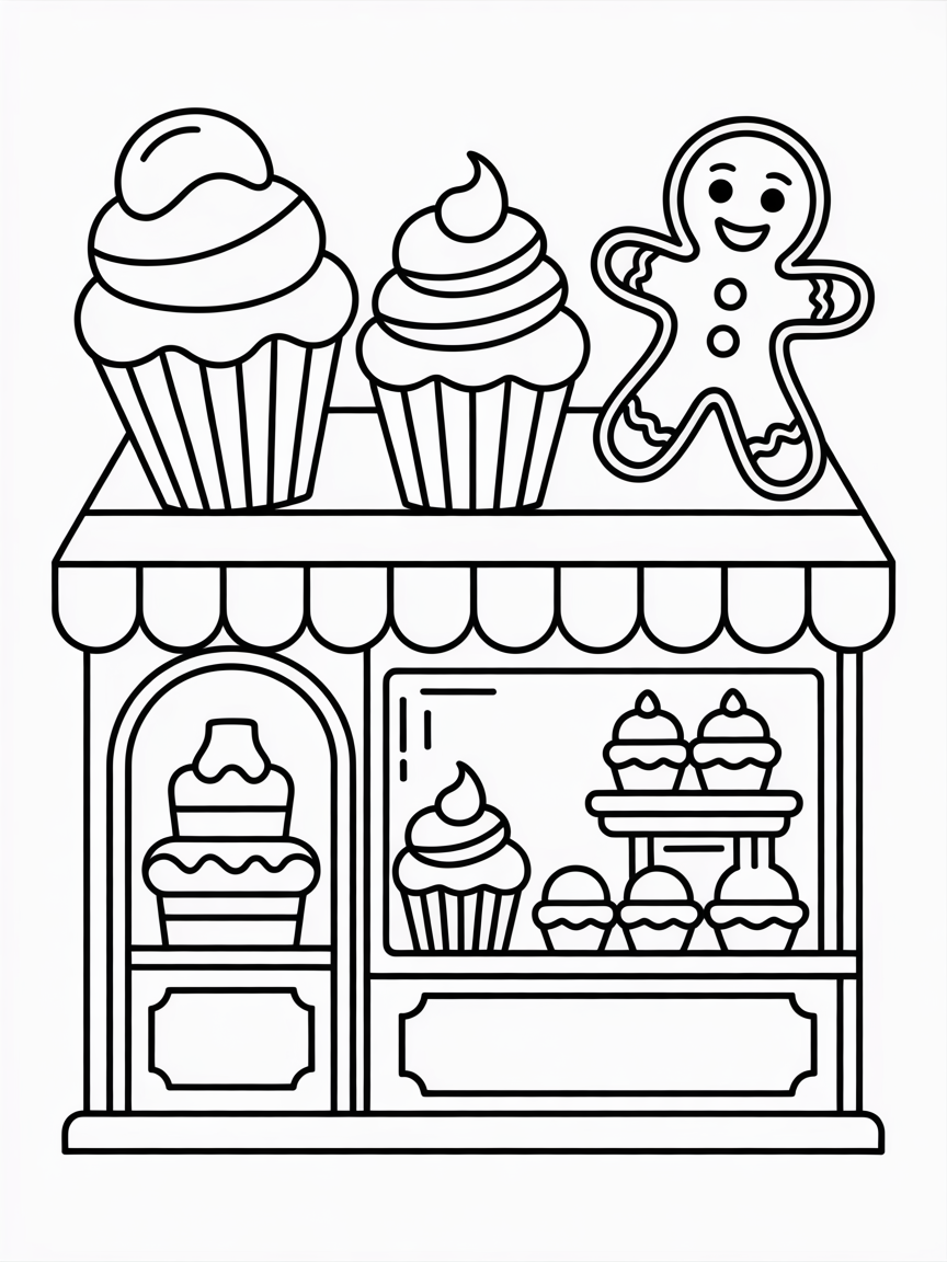 A dessert shop - Free Coloring Page
